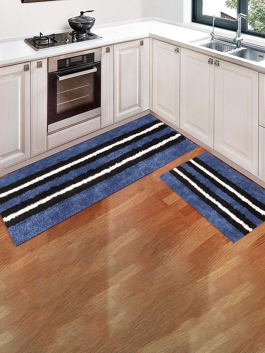 

LUXEHOME INTERNATIONAL Set Of 2 Floor Runners, Blue