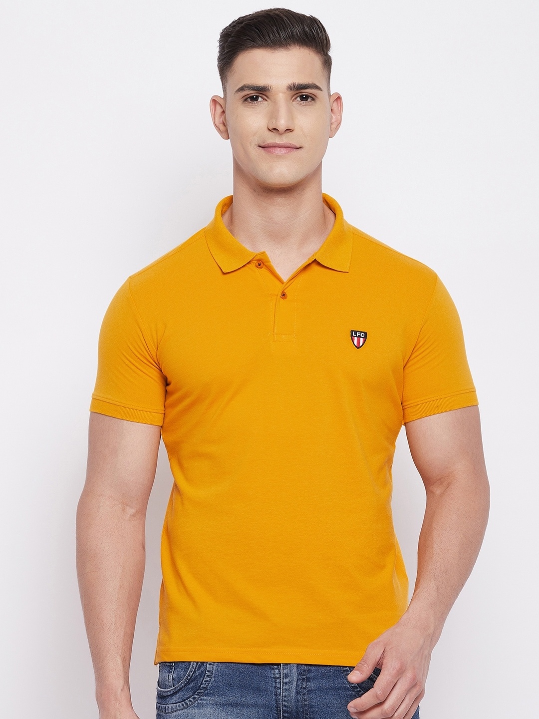 

NEVA Men Mustard Yellow Polo Collar T-shirt