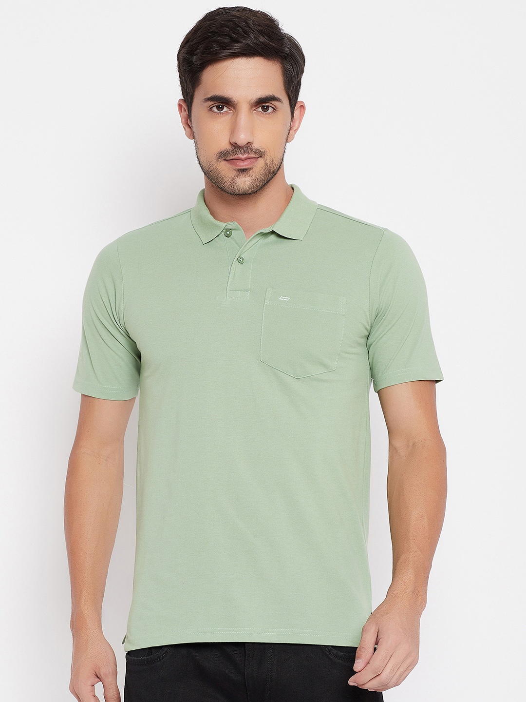 

NEVA Men Green Polo Collar T-shirt