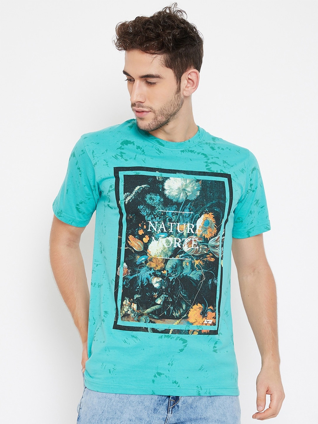 

NEVA Men Sea Green Printed T-shirt