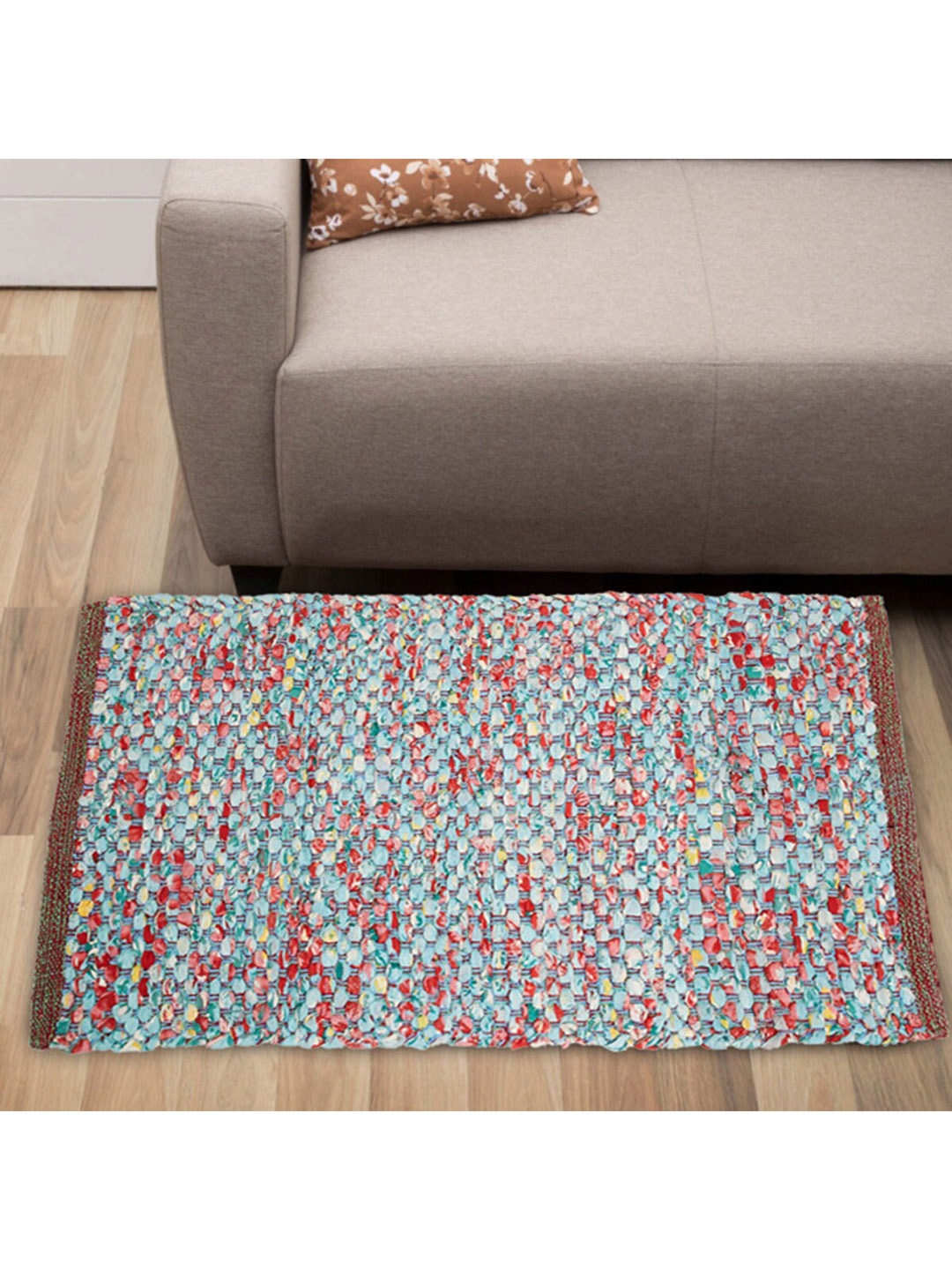 

Home Centre Blue & Red Textured Anti-Skid Cotton Dhurries