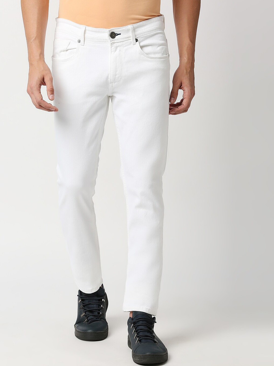 

Basics Men White Super Skinny Fit Low-Rise Stretchable Jeans