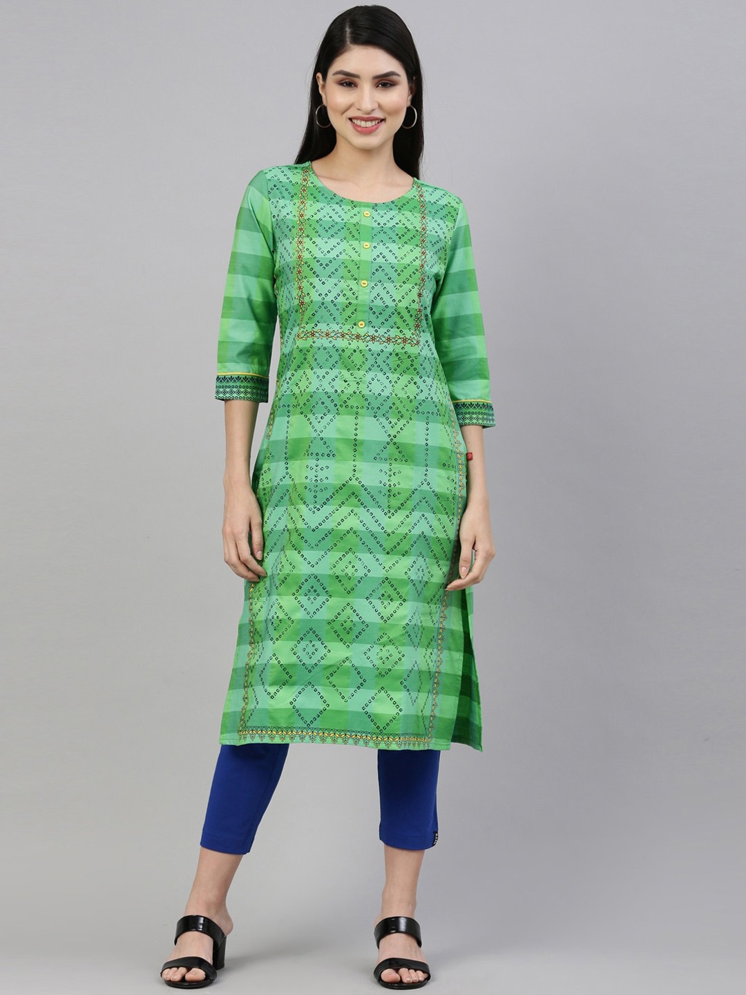 

Marcia Women Green Ethnic motifs Printed Gotta Patti Kurta