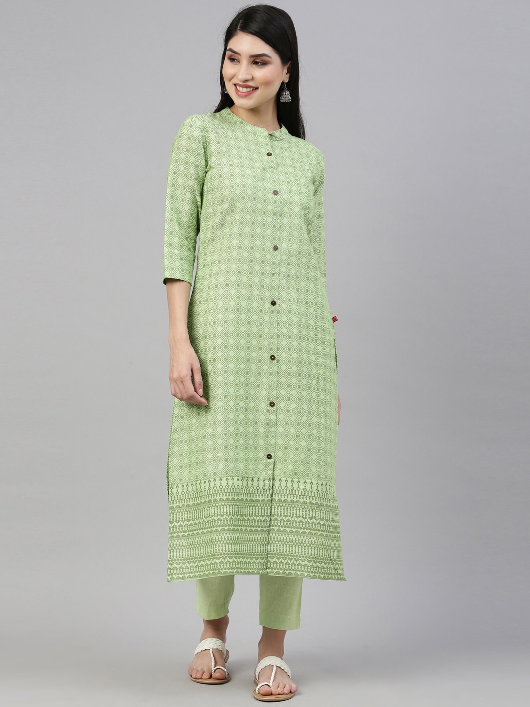 

Marcia Women Green Printed Pure Cotton Kurta with Trousers