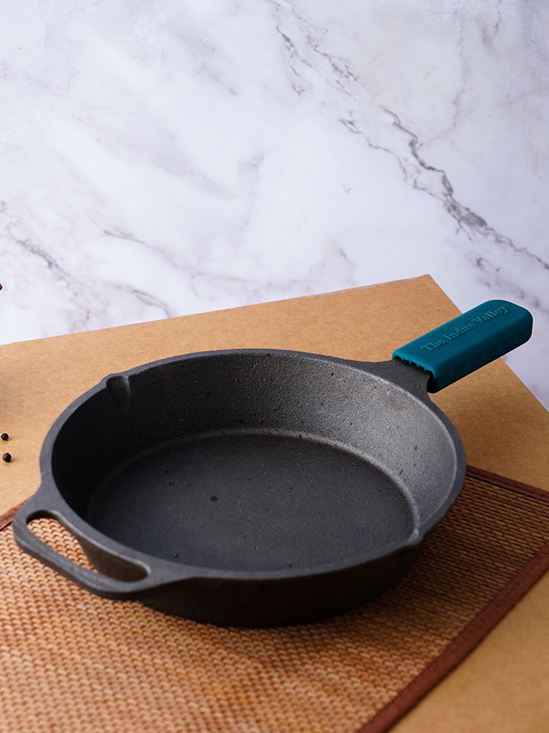 

The Indus Valley Black Solid Cast Iron Double Handle Skillet