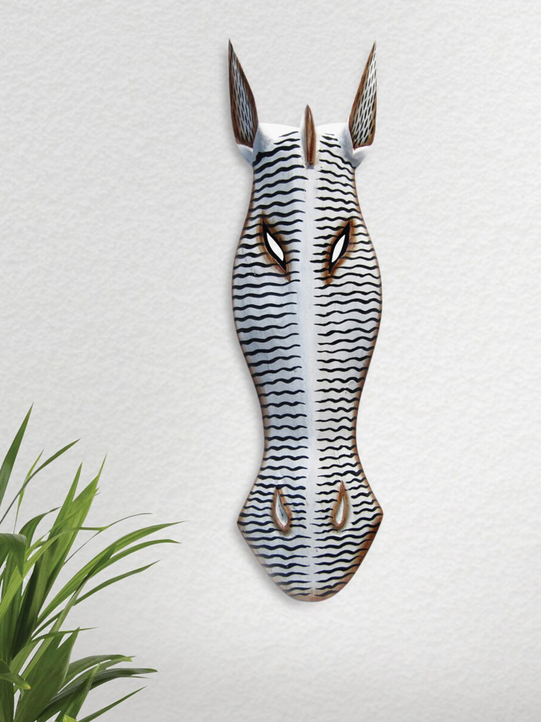 

Home Centre Corsica White Wooden Mask Zebra Wall Decor