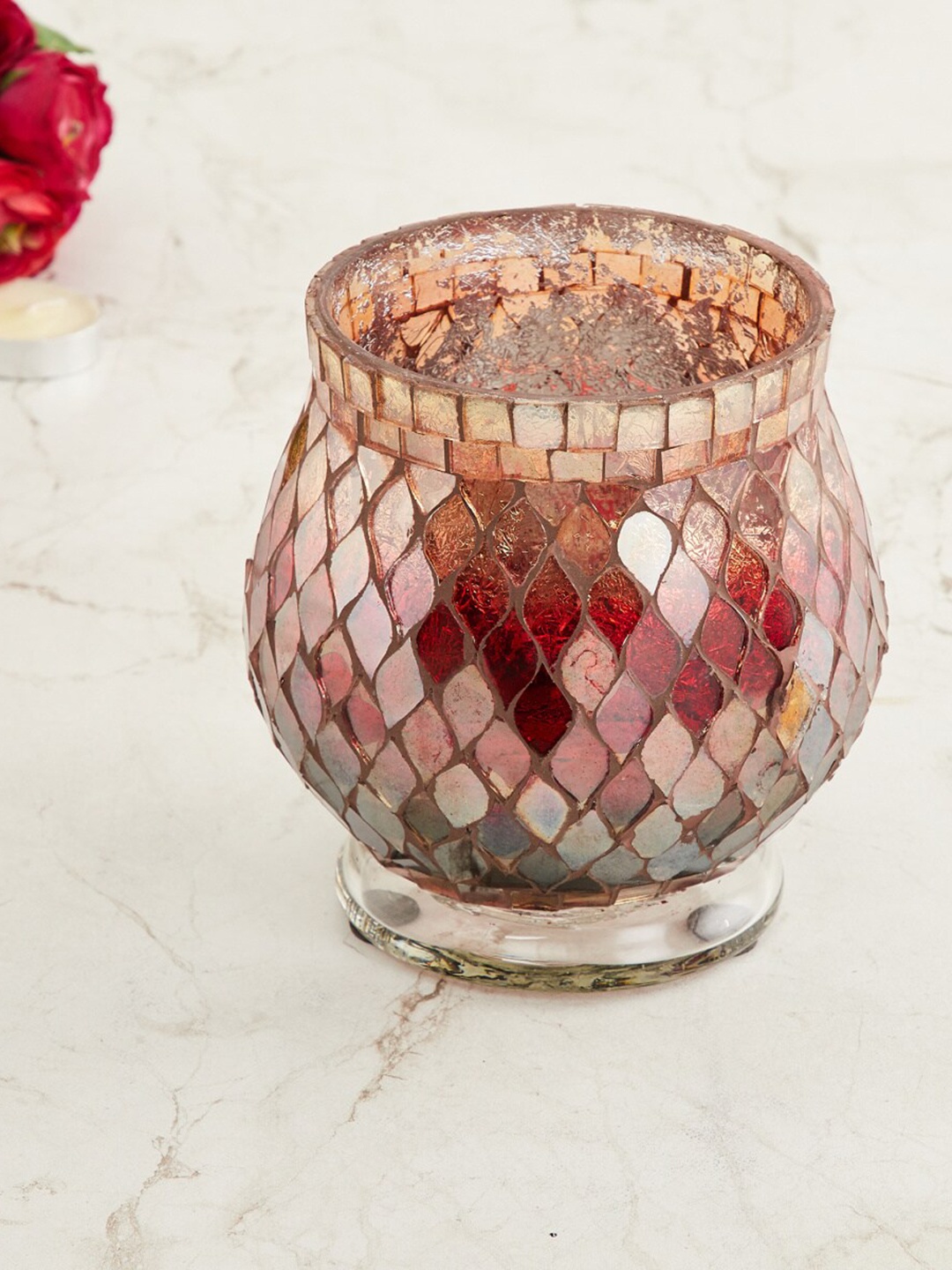 

Home Centre Red Textured Mosaic Votive Candle Holder