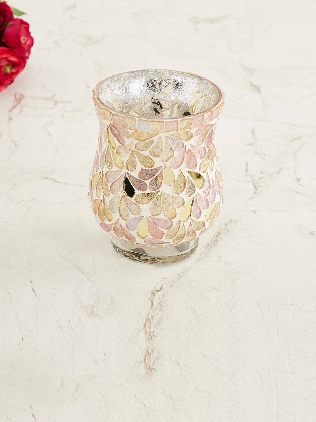 

Home Centre White & Pink Fiesta Jairo Mosaic Votive Holder