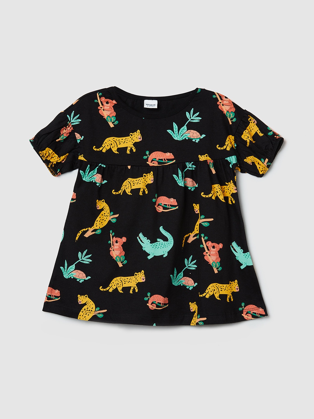 

max Grey Conversational Printed Pure Cotton Top