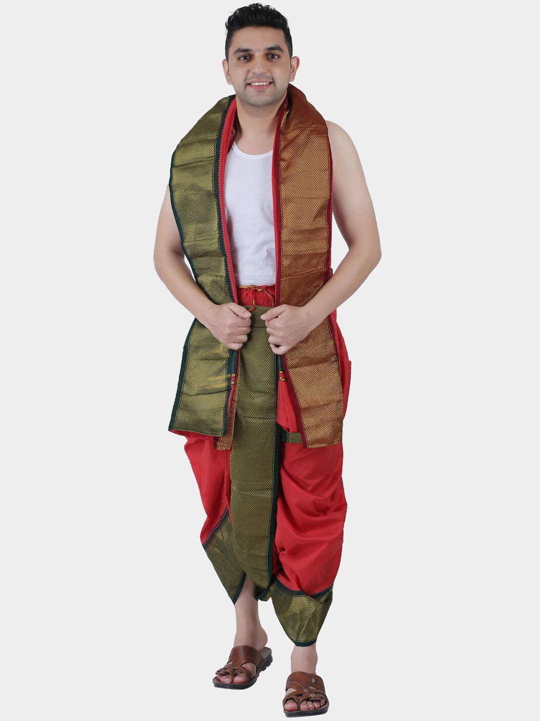 

PRAKASAM COTTON Men Red Solid Dhoti Pants