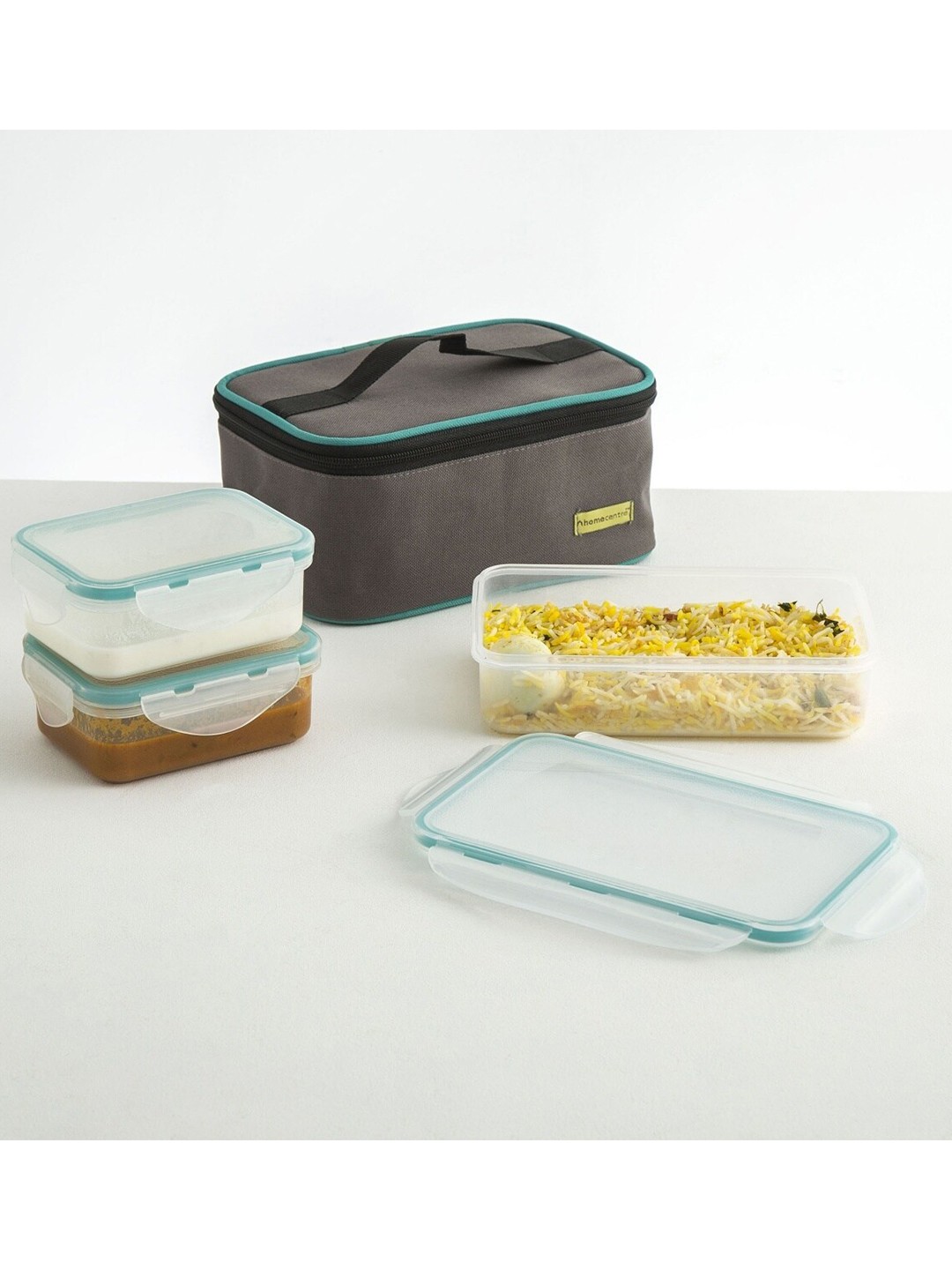 

Home Centre Set of 3 Transparent Lunch Box With Bag