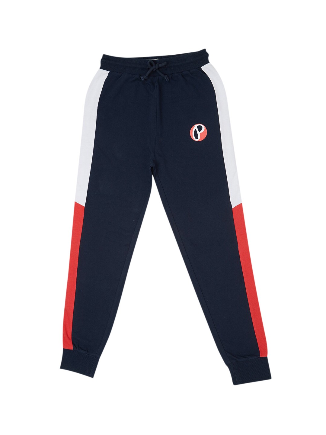 

Pepe Jeans Boys Red & Navy Blue Colourblocked Pure Cotton Joggers