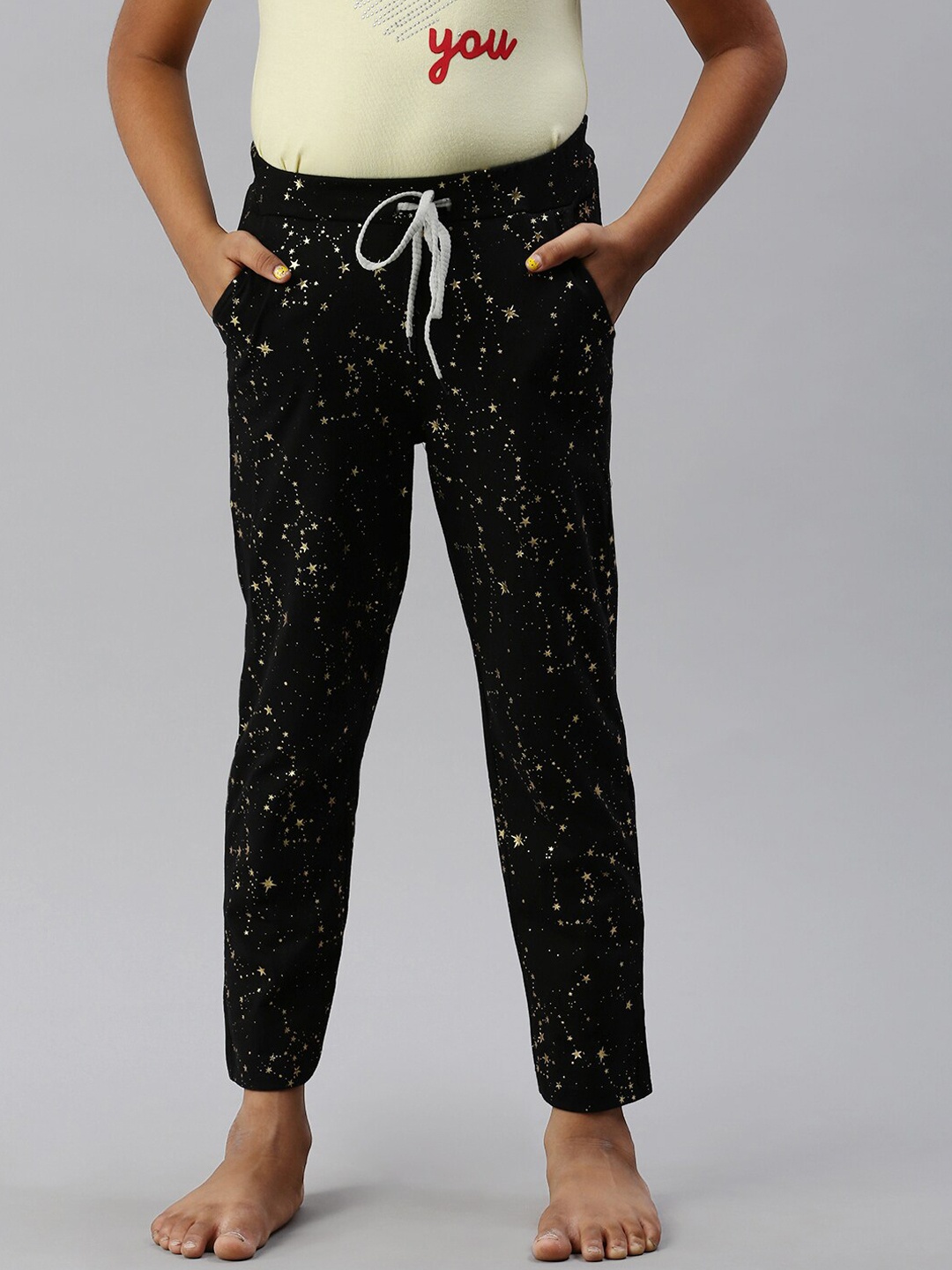 

Kryptic Girls Black Printed Pure Cotton Lounge Pants