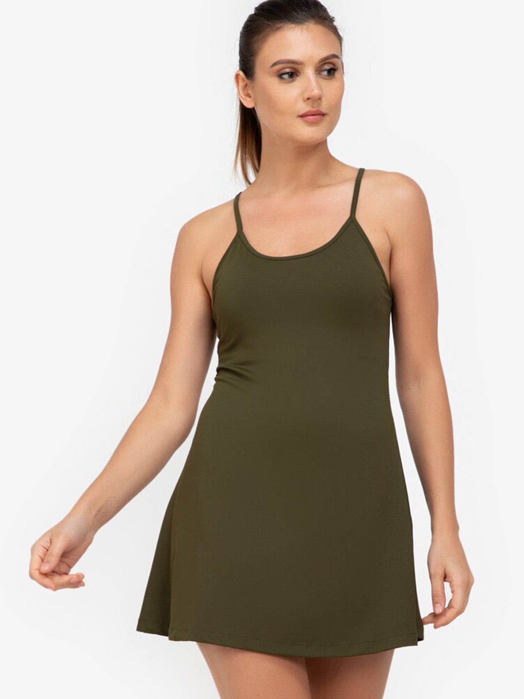 

ZALORA ACTIVE Green Racerback Fit & Flare Mini Dress