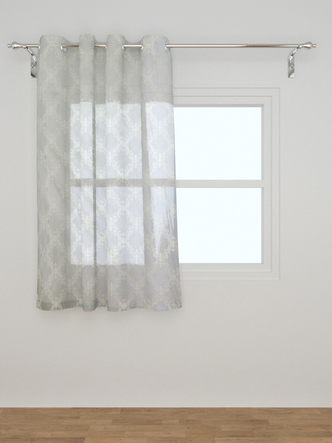 

Home Centre Grey & White Ethnic Motifs Sheer Window Curtain