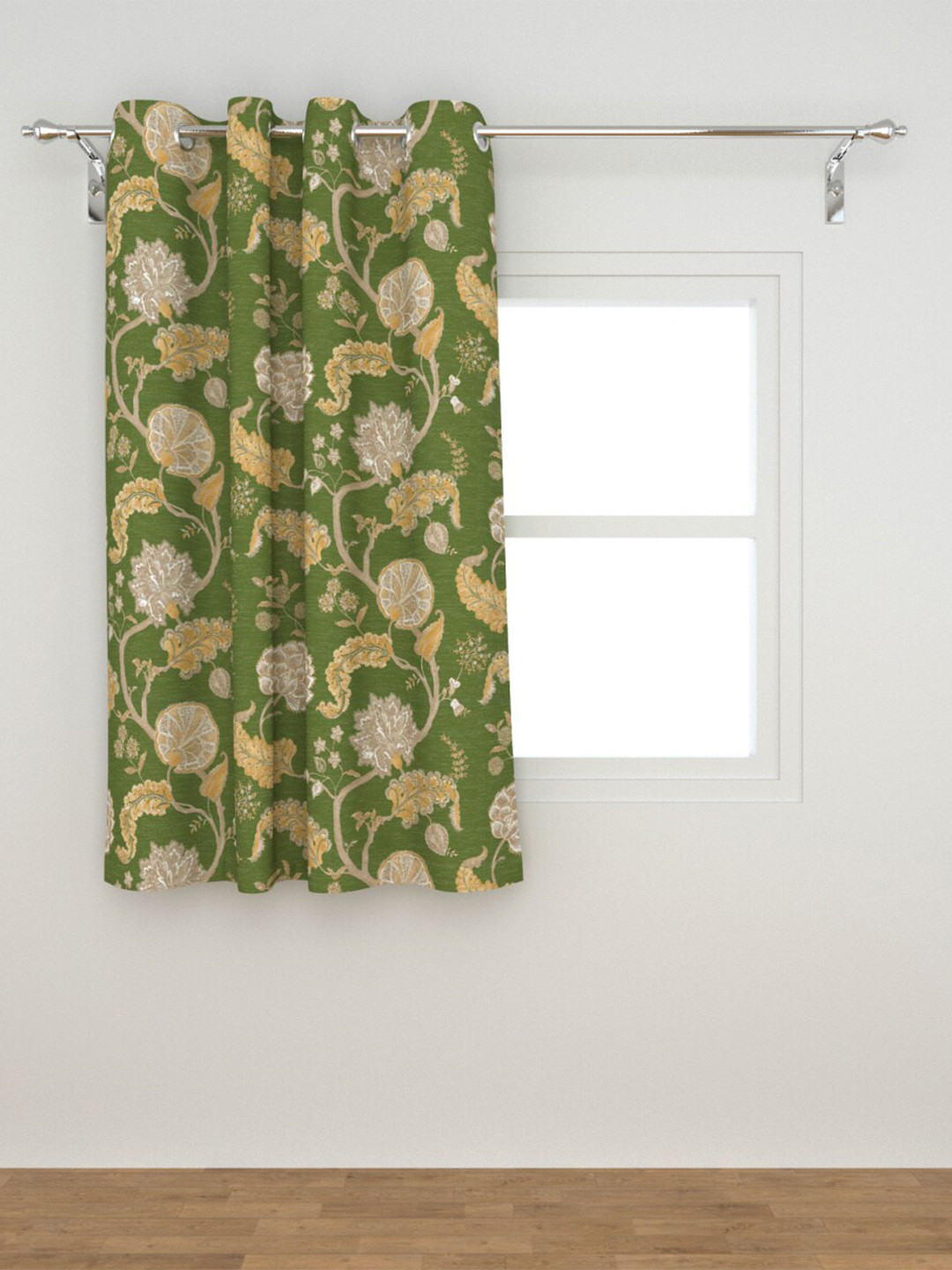 

Home Centre Green & Yellow Floral Blackout Window Curtain