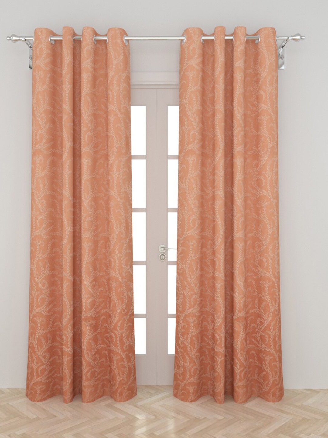 

Home Centre Griffin Peach-Coloured & Off White Set of 2 Cotton Floral Door Curtain