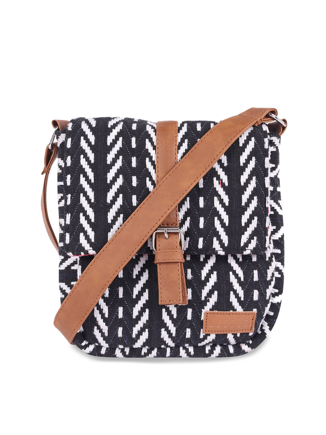 

ASTRID Black Geometric Structured Sling Bag