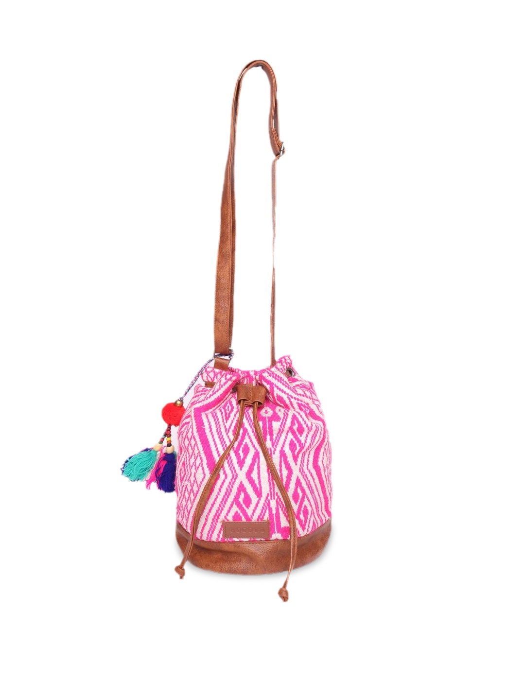 

ASTRID Pink Ethnic Motifs Printed Oversized Bucket Sling Bag