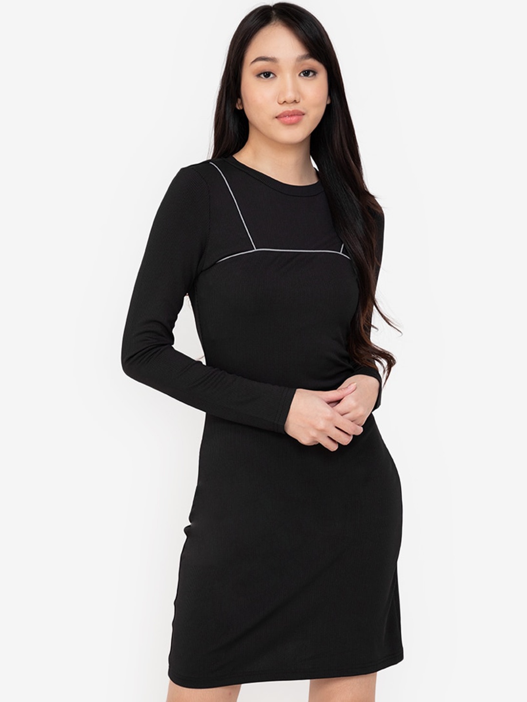 

ZALORA BASICS Women Black Solid Bodycon Dress