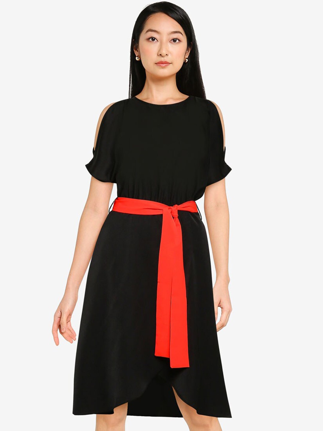 

ZALORA BASICS Women Black & Red A-Line Dress
