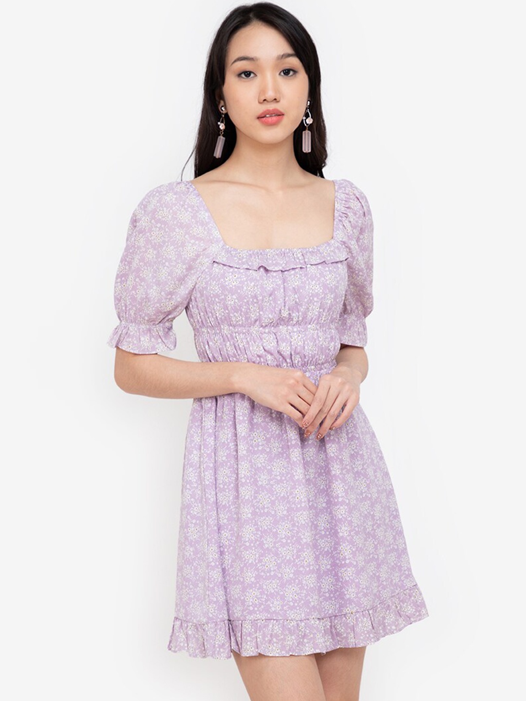 

ZALORA BASICS Women Violet Printed Mini Dress