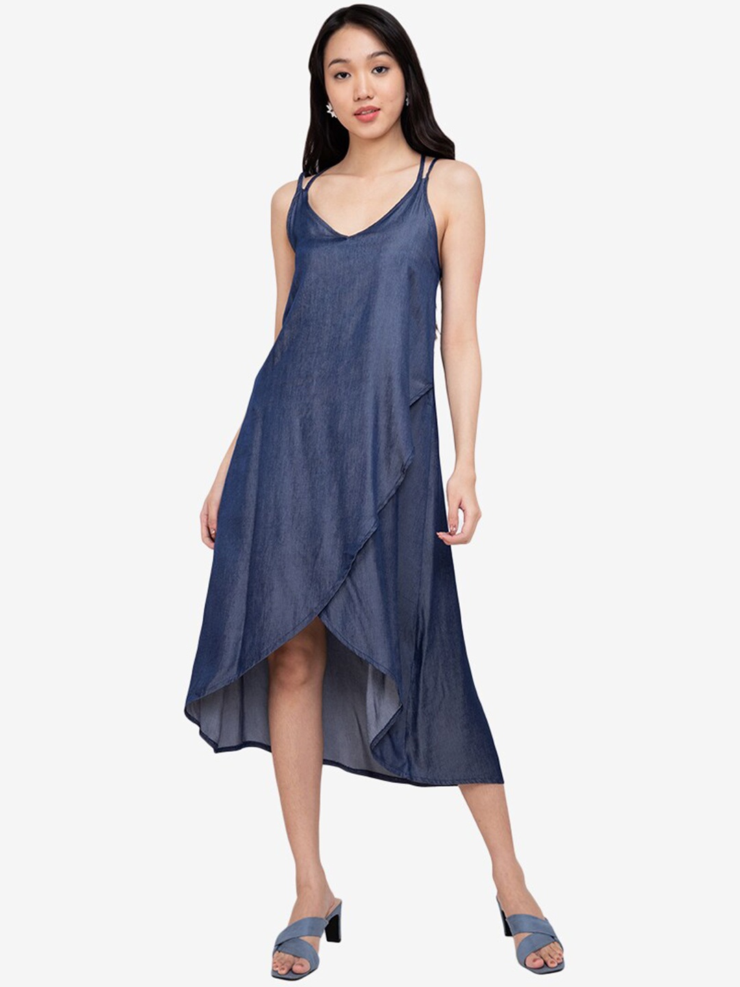 

ZALORA BASICS Women Navy Blue Solid A-Line Dress