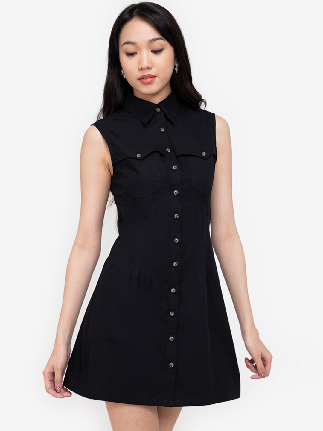 

ZALORA BASICS Women Black Solid A-Line Mini Dress