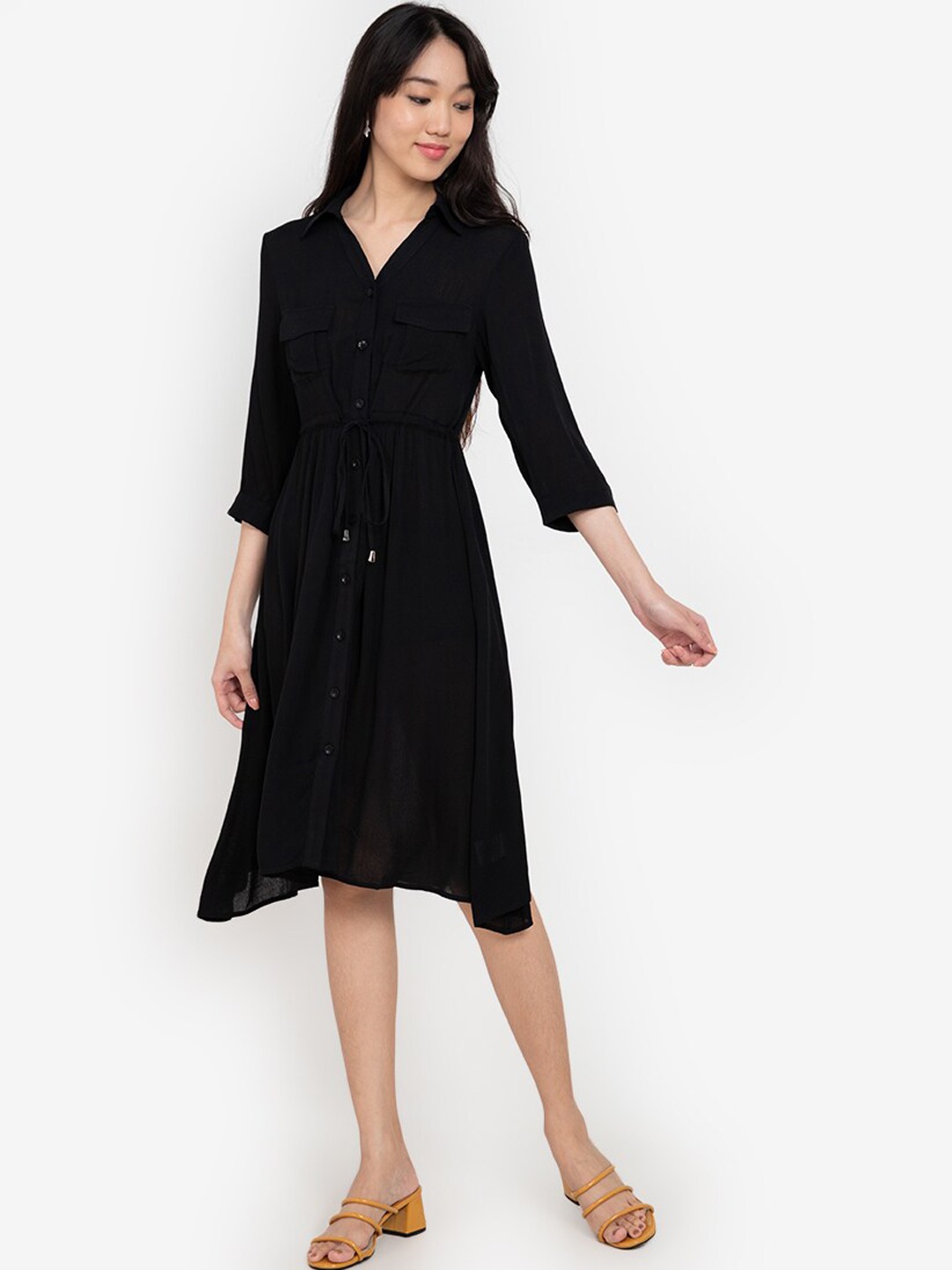 

ZALORA BASICS Women Black Solid Fit & Flare Dress