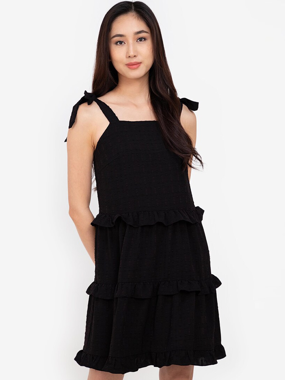

ZALORA BASICS Women Black Solid Layered Dress