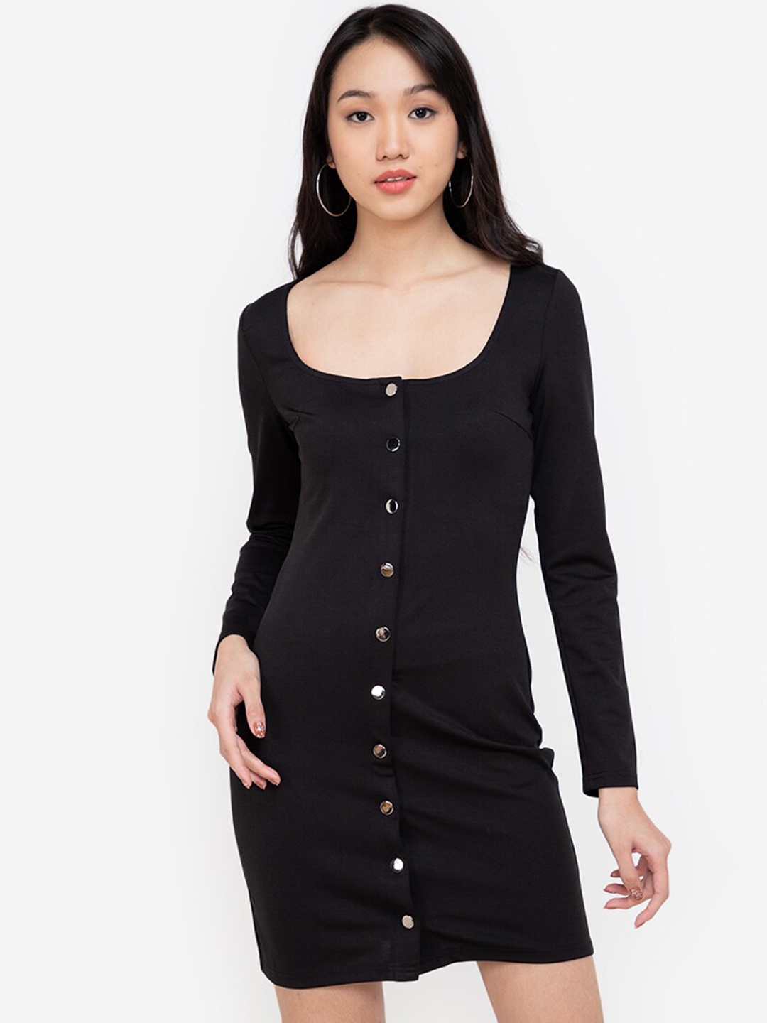 

ZALORA BASICS Women Black Solid Bodycon Midi Dress