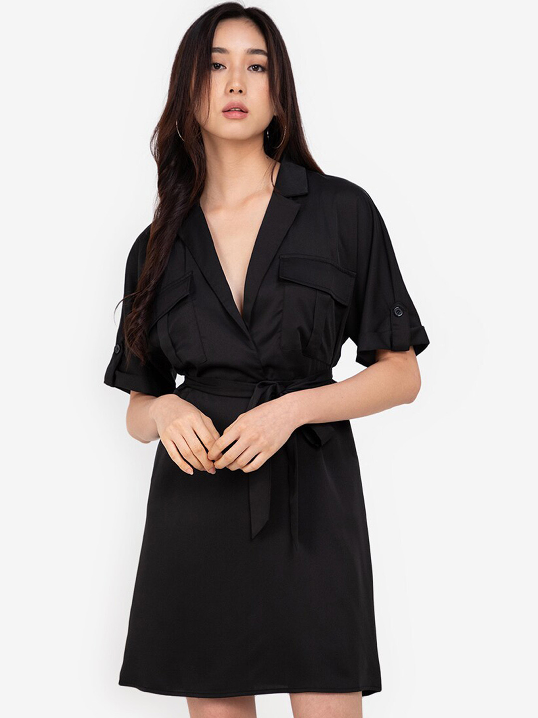 

ZALORA BASICS Women Black Solid Mini Dress