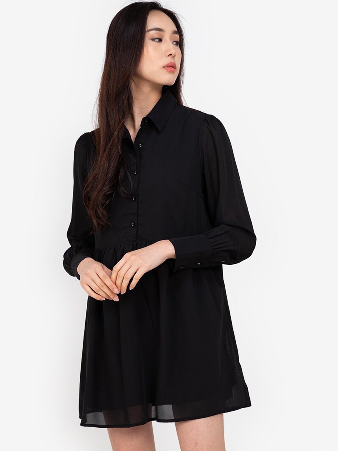 

ZALORA BASICS Women Black Shirt Mini Dress