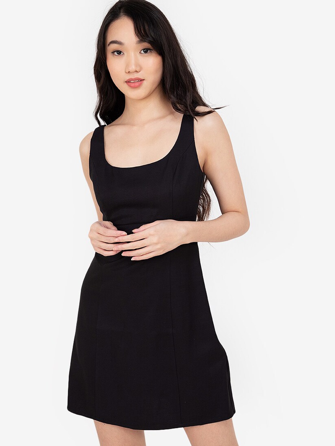 

ZALORA BASICS Women Black A-Line Mini Dress