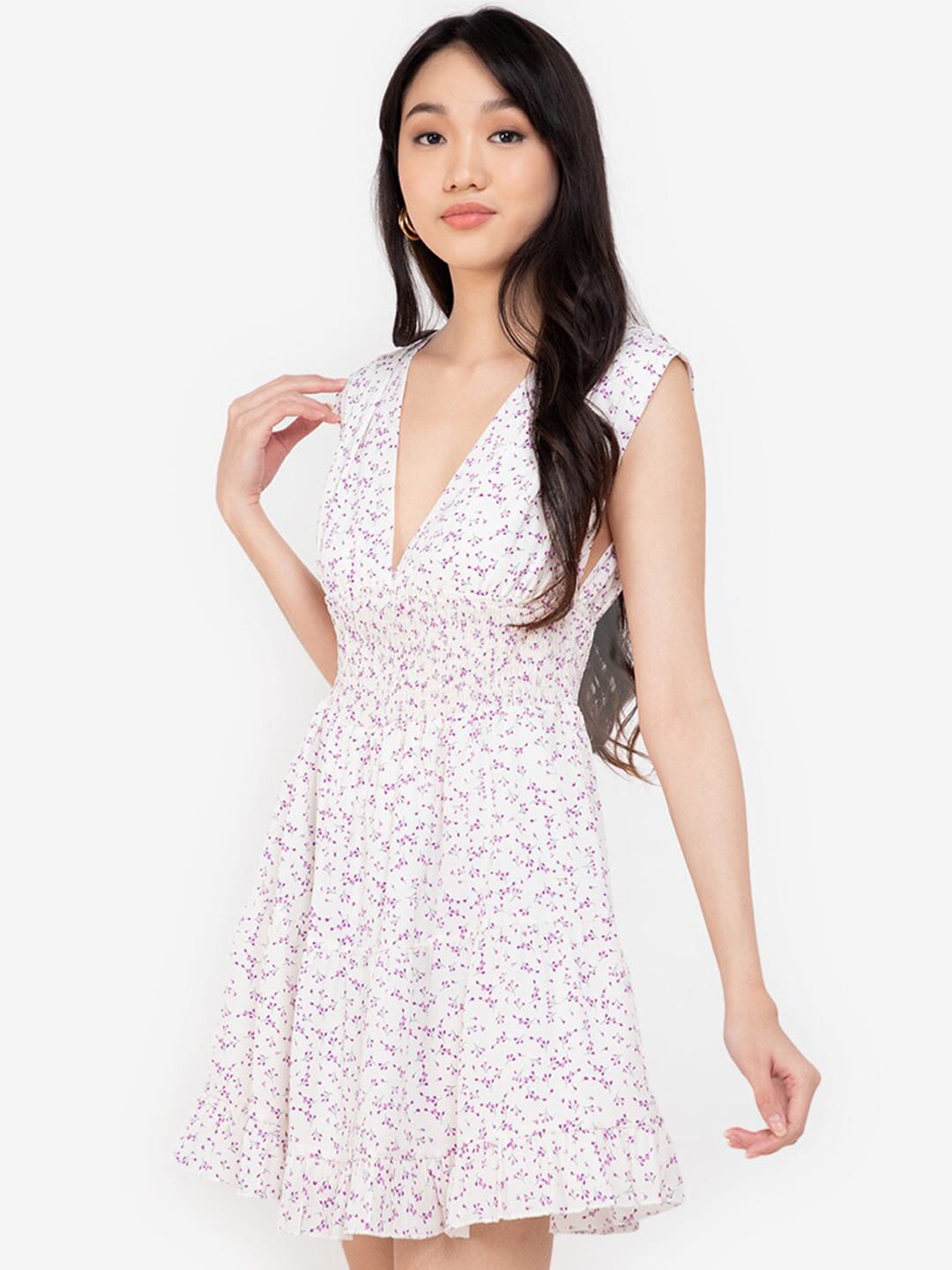 

ZALORA BASICS Women White & Pink Floral Mini Dress