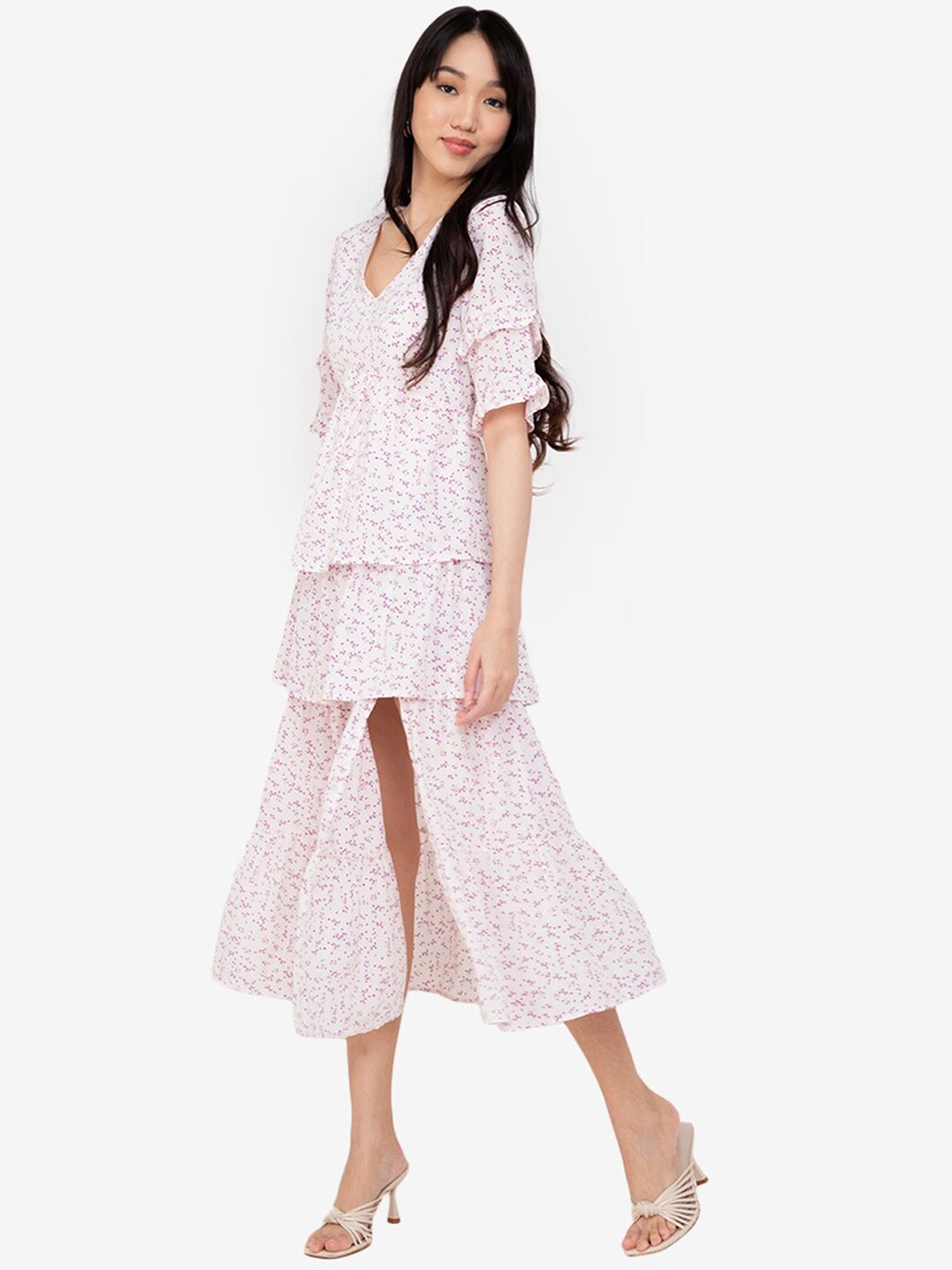 

ZALORA BASICS Women White & Pink Floral Dress