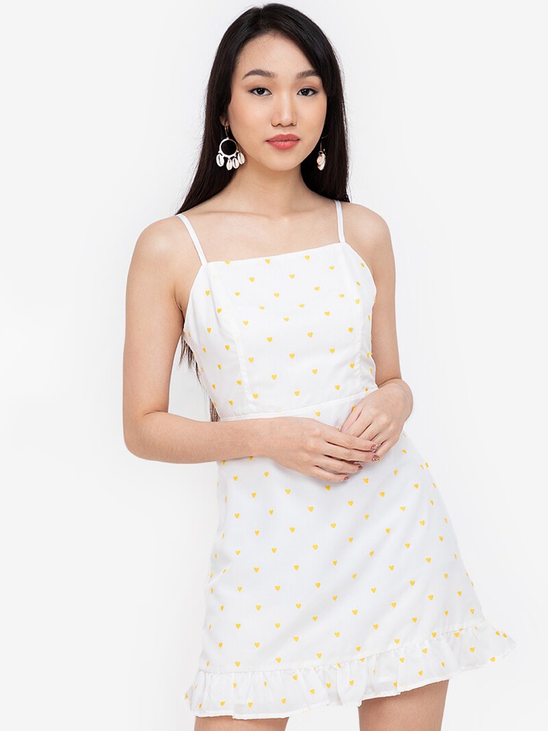 

ZALORA BASICS Women White & Yellow Solid A-Line Mini Dress