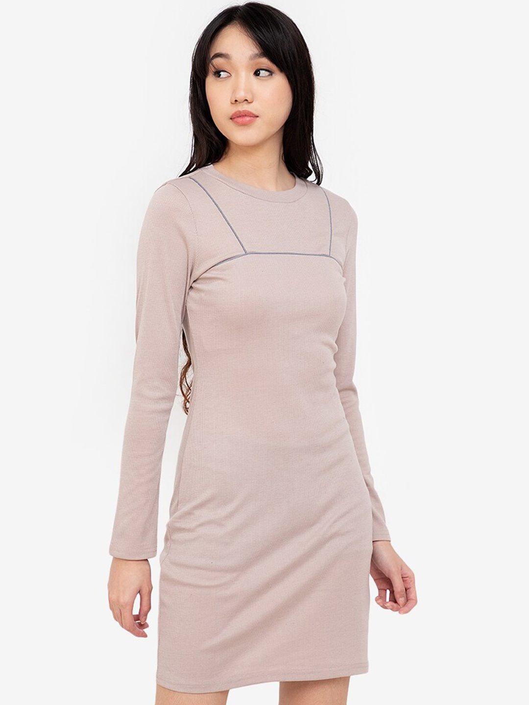 

ZALORA BASICS Beige Bodycon Mini Dress