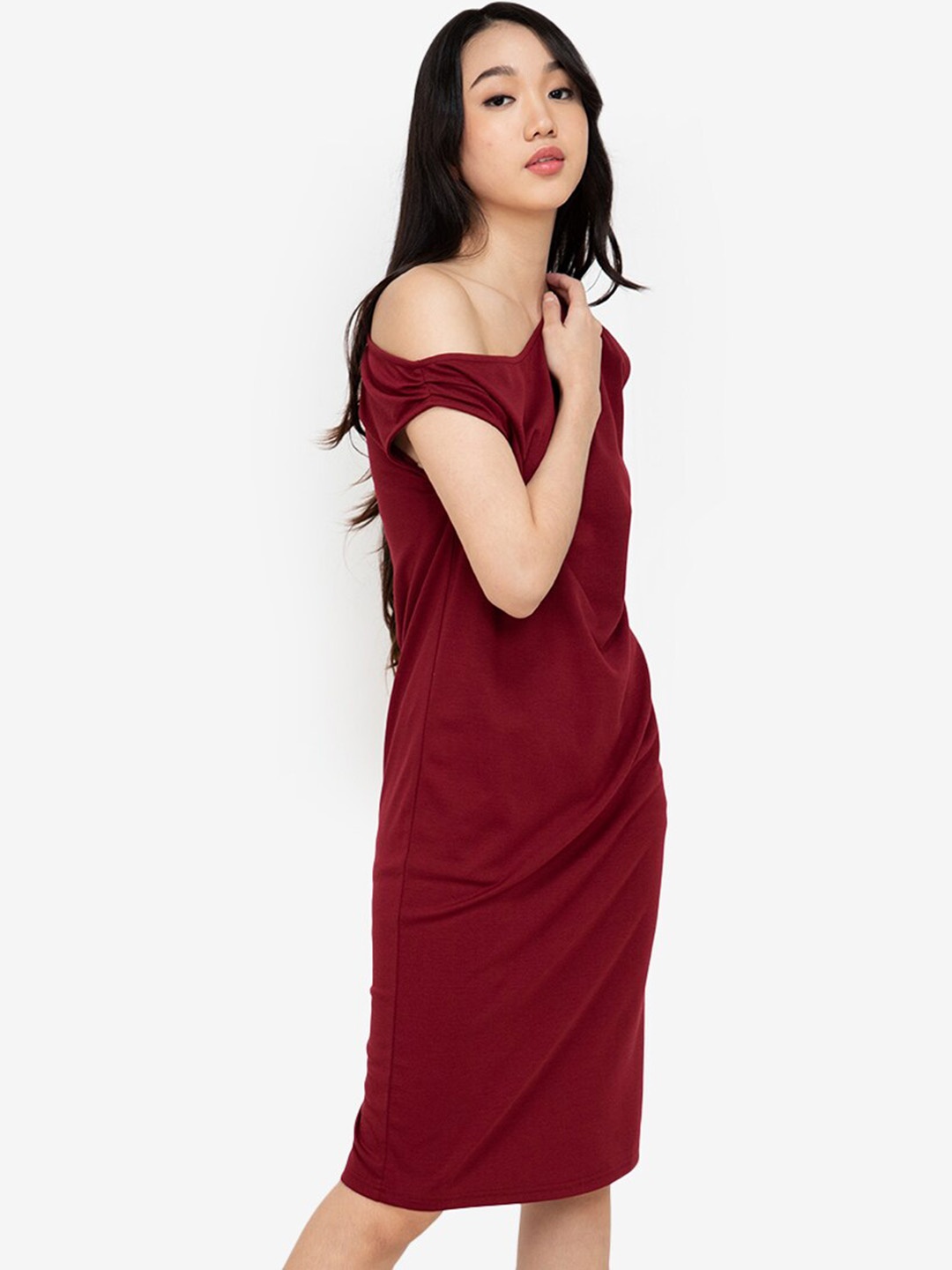 

ZALORA BASICS Red One Shoulder Oversized Sheath Dress