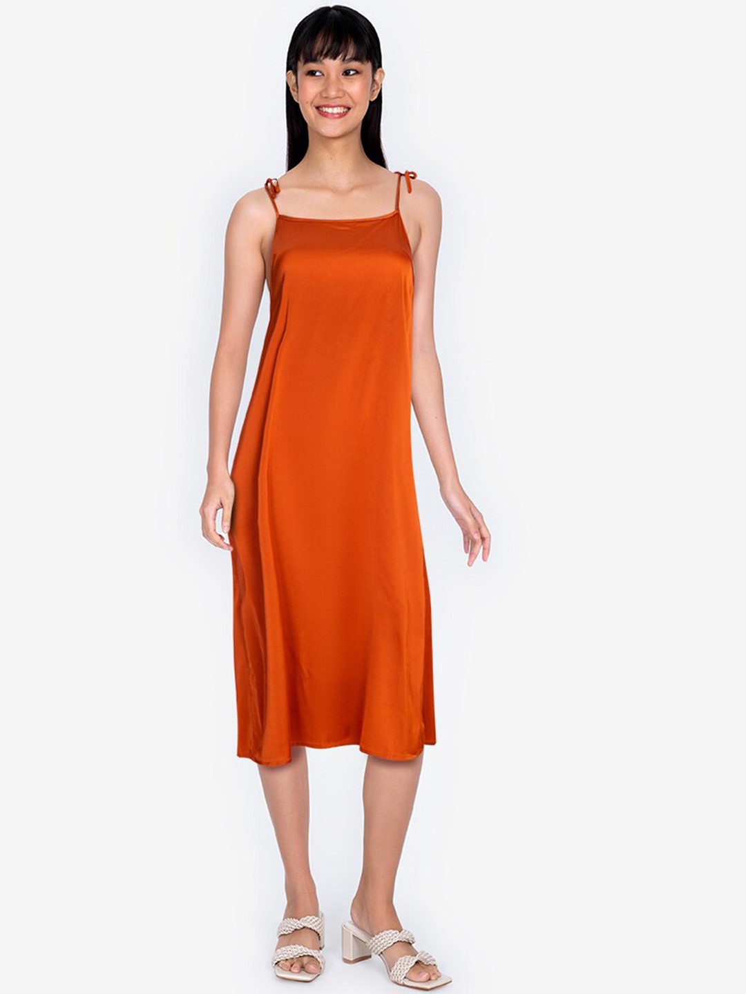 

ZALORA BASICS Orange Satin Sheath Dress