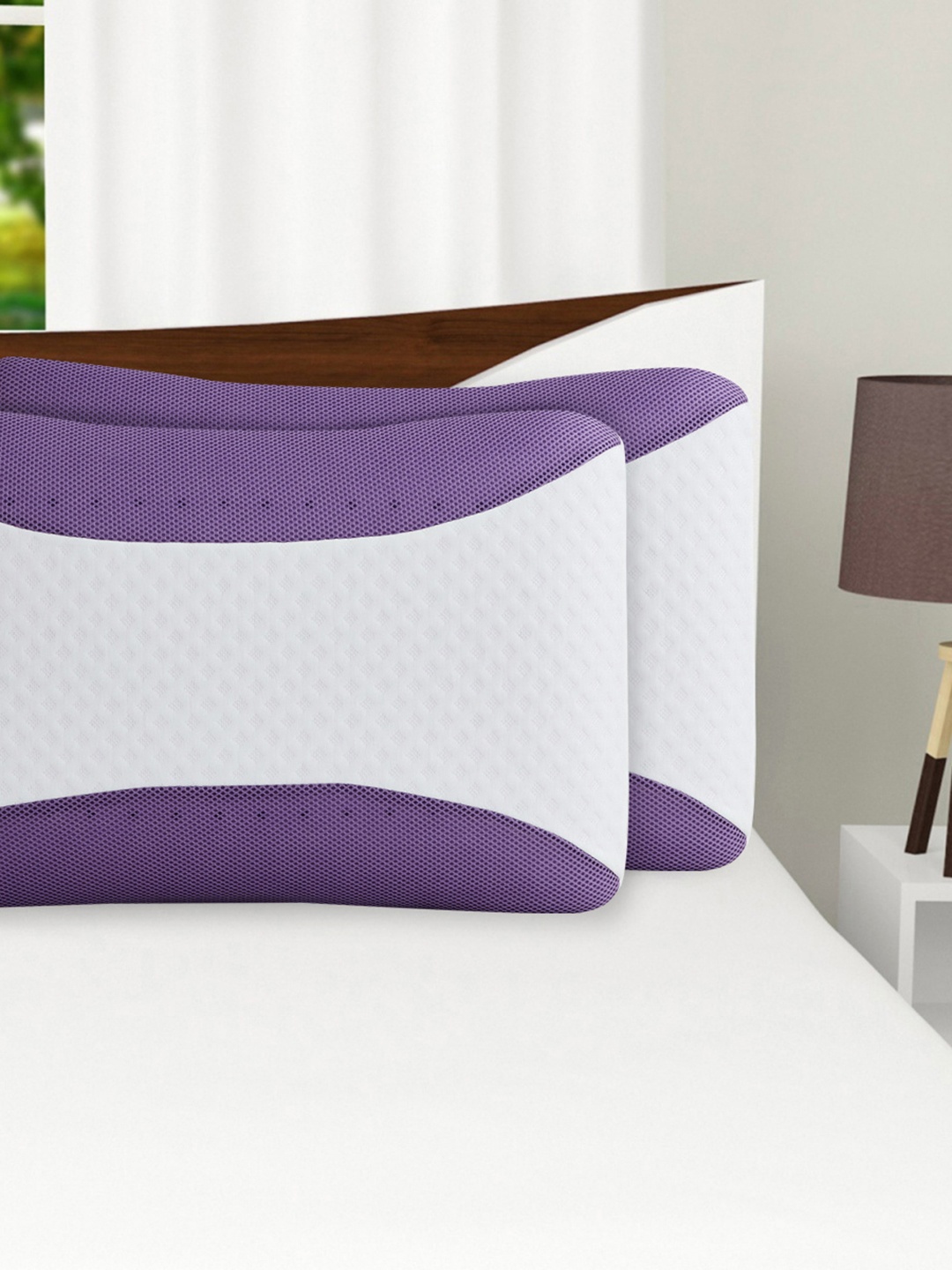 

Home Centre White & Purple Textured Pillow