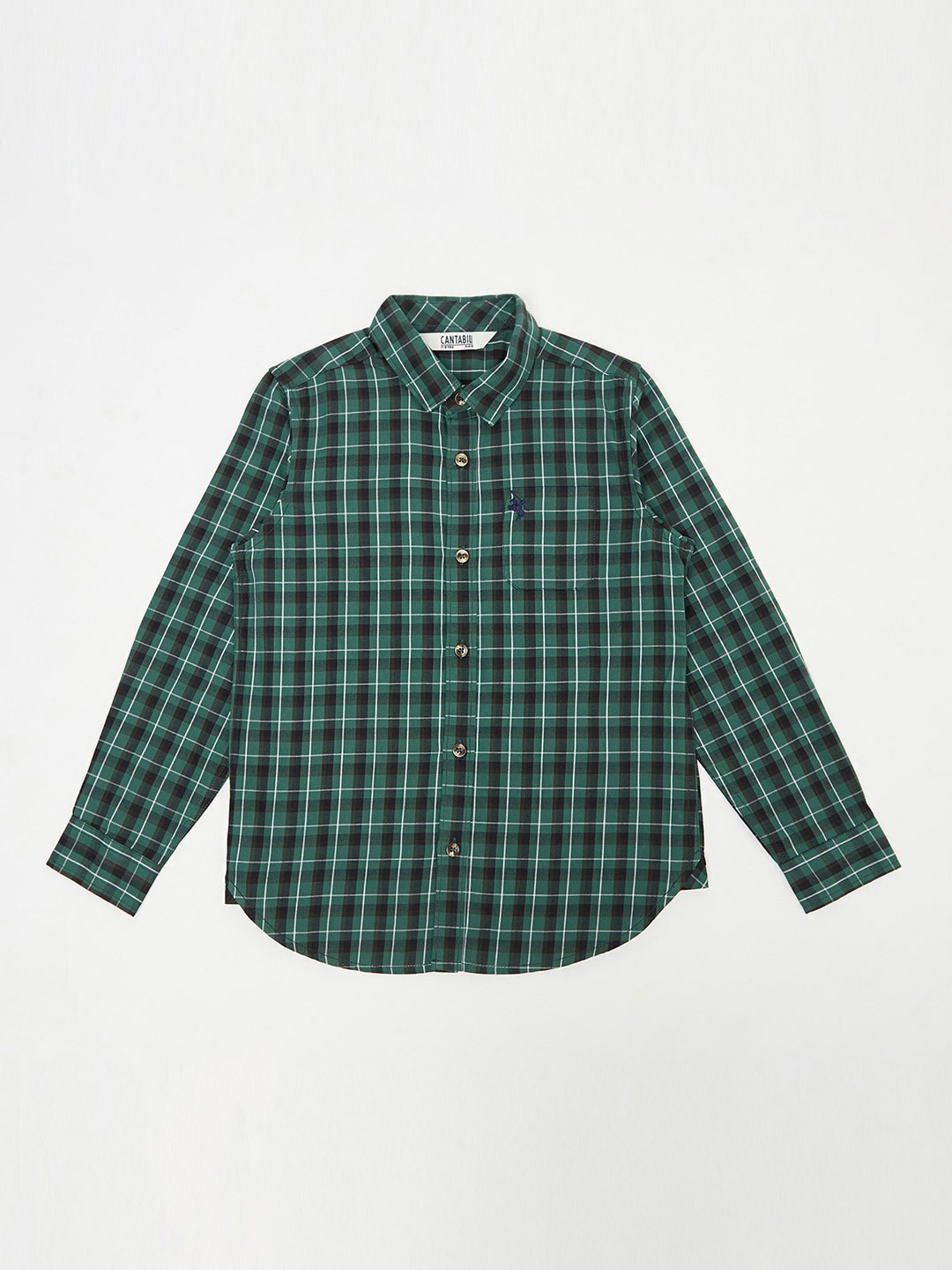 

Cantabil Boys Green Standard Checked Cotton Casual Shirt