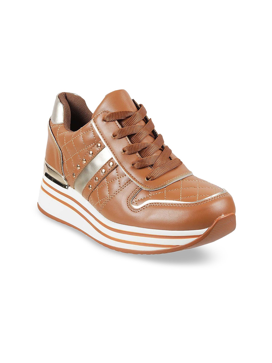 

Mochi Women Tan Colourblocked Sneakers