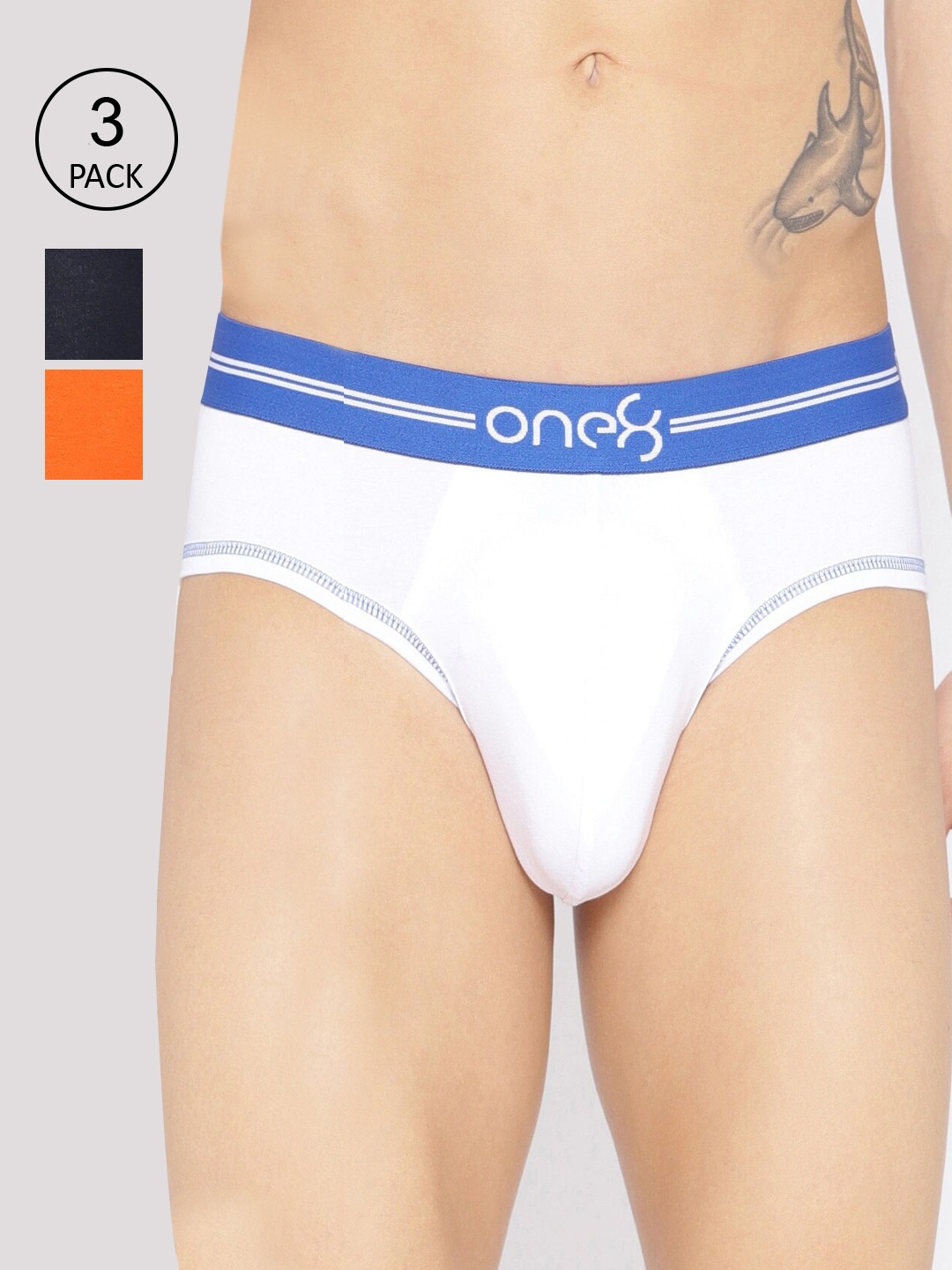 

one8 by Virat Kohli Men Pack of 3 Solid Super Cotton Stretch Briefs, White