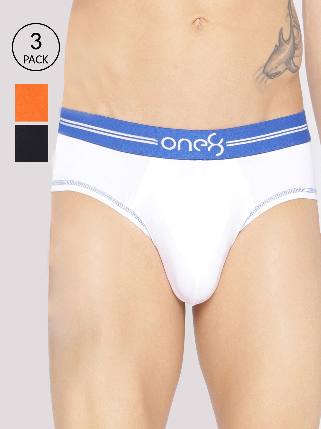 

one8 by Virat Kohli Men Pack Of 3 Solid Super Cotton Stretch Briefs, White