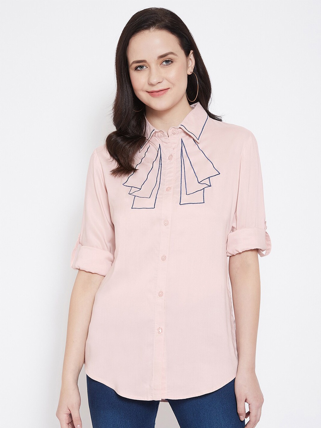 

Ruhaans Women Pink Classic Casual Shirt