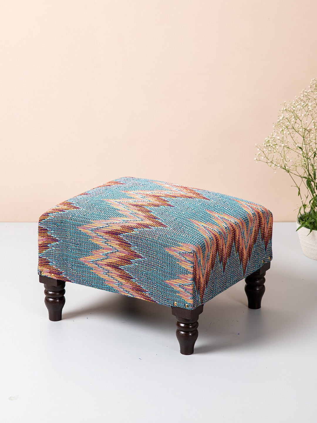 

nestroots Blue & Red Printed Ottoman