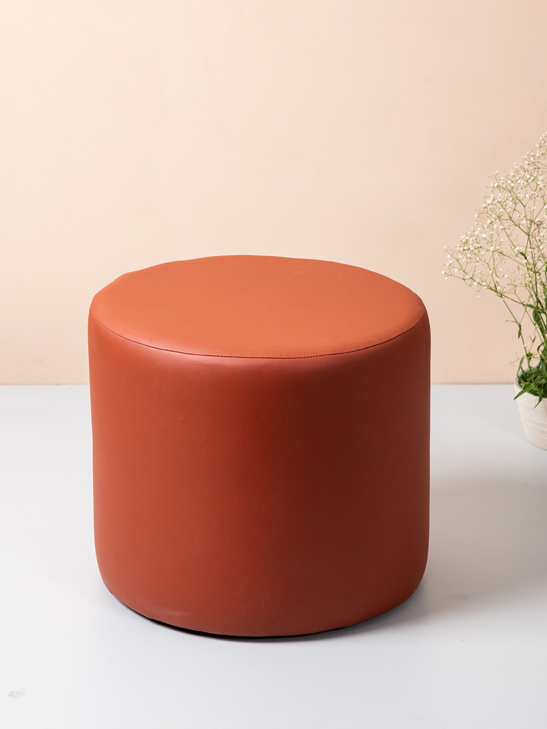 

nestroots Maroon Solid Tufted Cylindrical Pouffy Ottomans