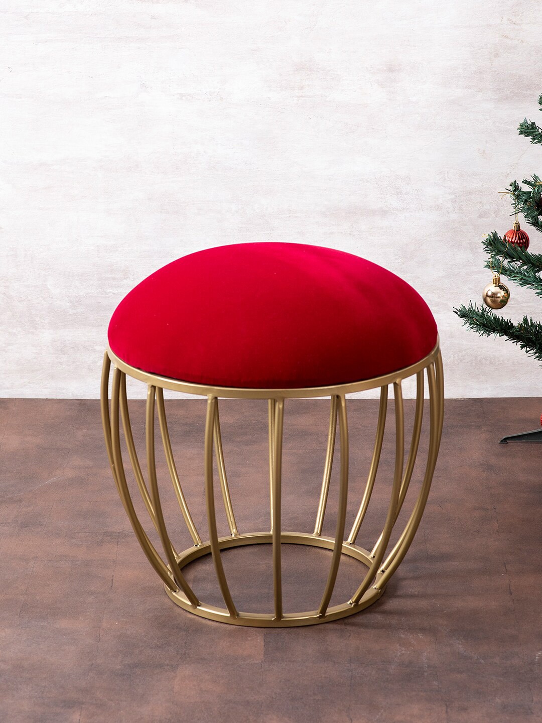 

nestroots Set Of 2 Brown & Black Solid Wooden Ottomans