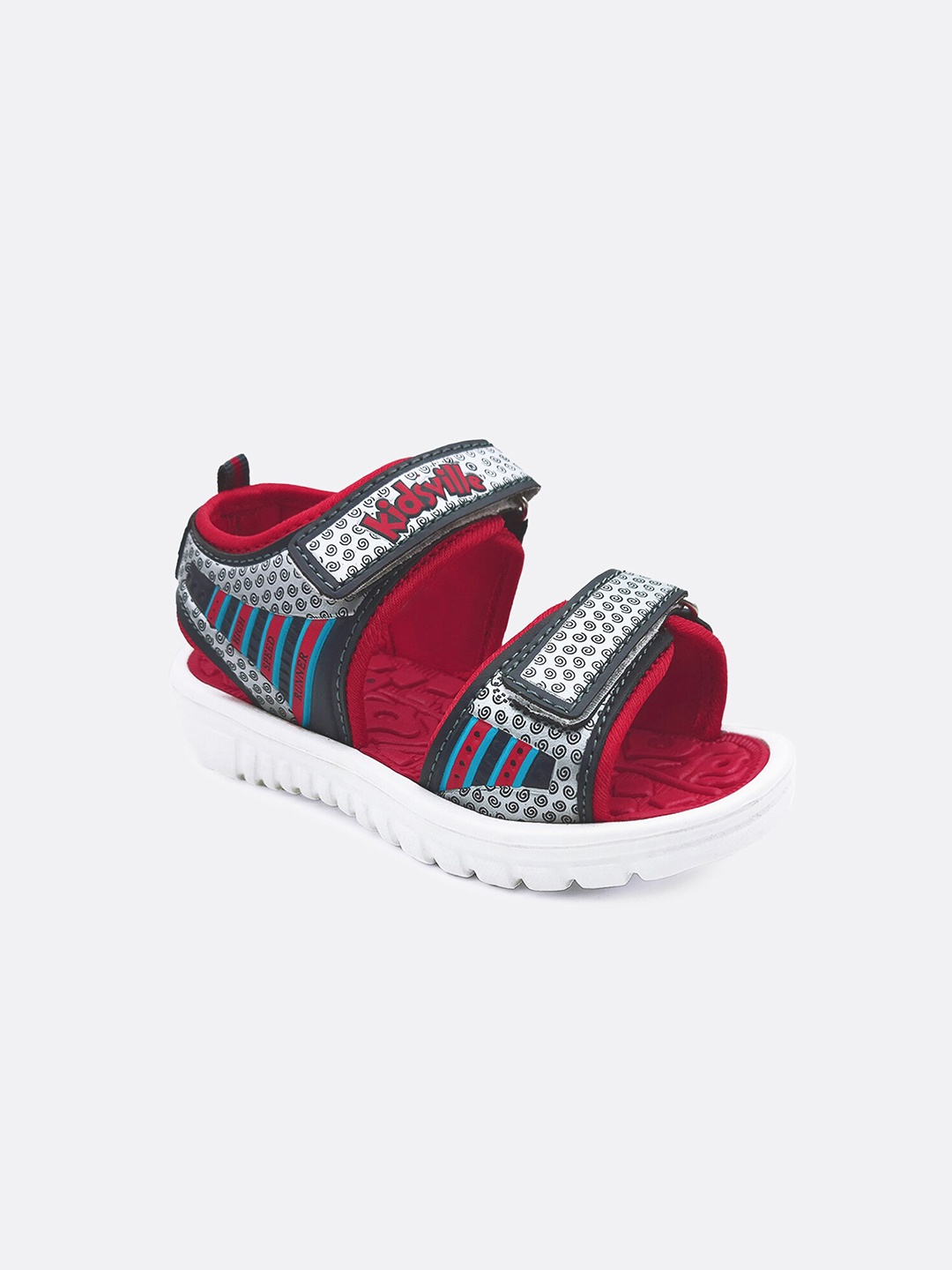 

Kids Ville Boys Black & Red Printed Sports Sandals